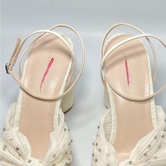 Loeffler Randall Camellia Pearl Rhinestone Bow Heel Sandals size 9.5 - Picture 8 of 12